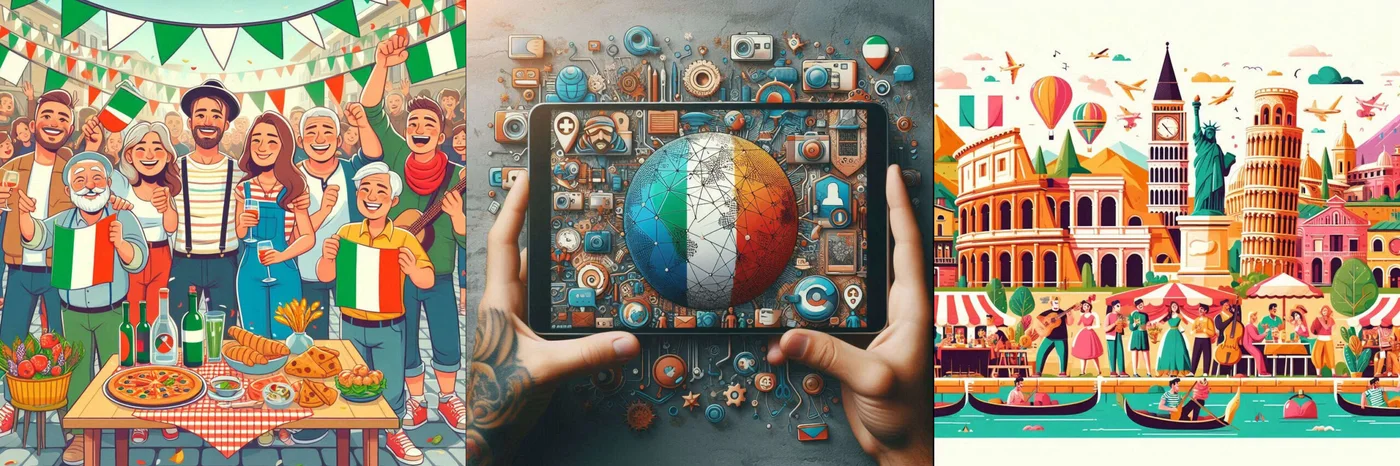 Scene di vita italiana: feste, tecnologia e monumenti